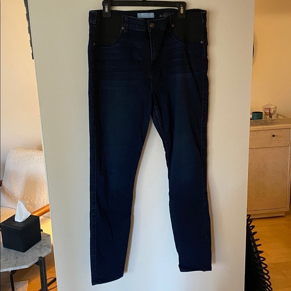 7 For All Mankind Maternity Jeans The Skinny Dark Wash High Waisted Jeans 32 - Picture 2 of 11